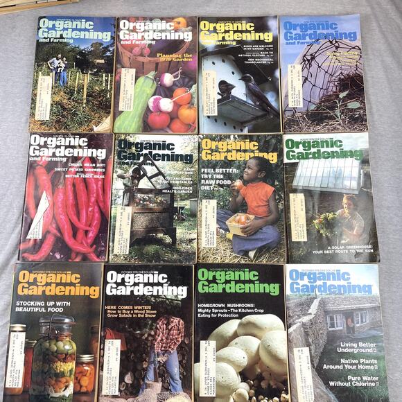 Vintage 1978 Organic Gardening Magazines Full Year Jan-Dec Bundle Prop - Picture 1 of 7